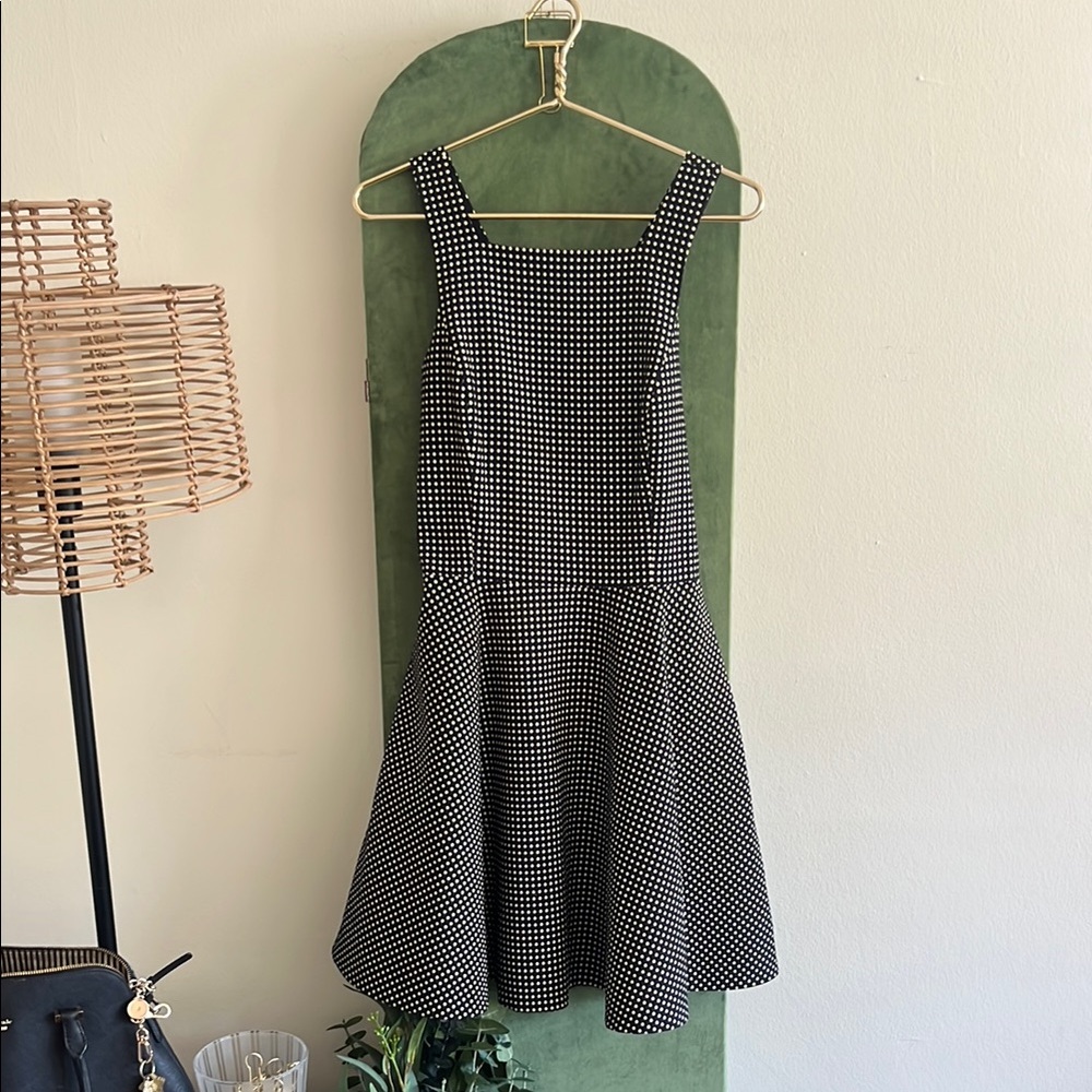 🗝️ Dark Academia  Dress Pockets Fit & Flare Club Monaco Polka Dot